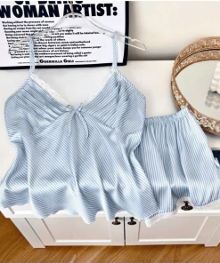 Bộ Đồ Ngủ 2 Dây Lụa Satin Cao Cấp Tay Dài Dễ Thương Dành Cho Nữ ST123 (5)