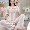 Pijama Cổ Sen Vạt Trắng Chất Đũi Hàn Xinh DU04